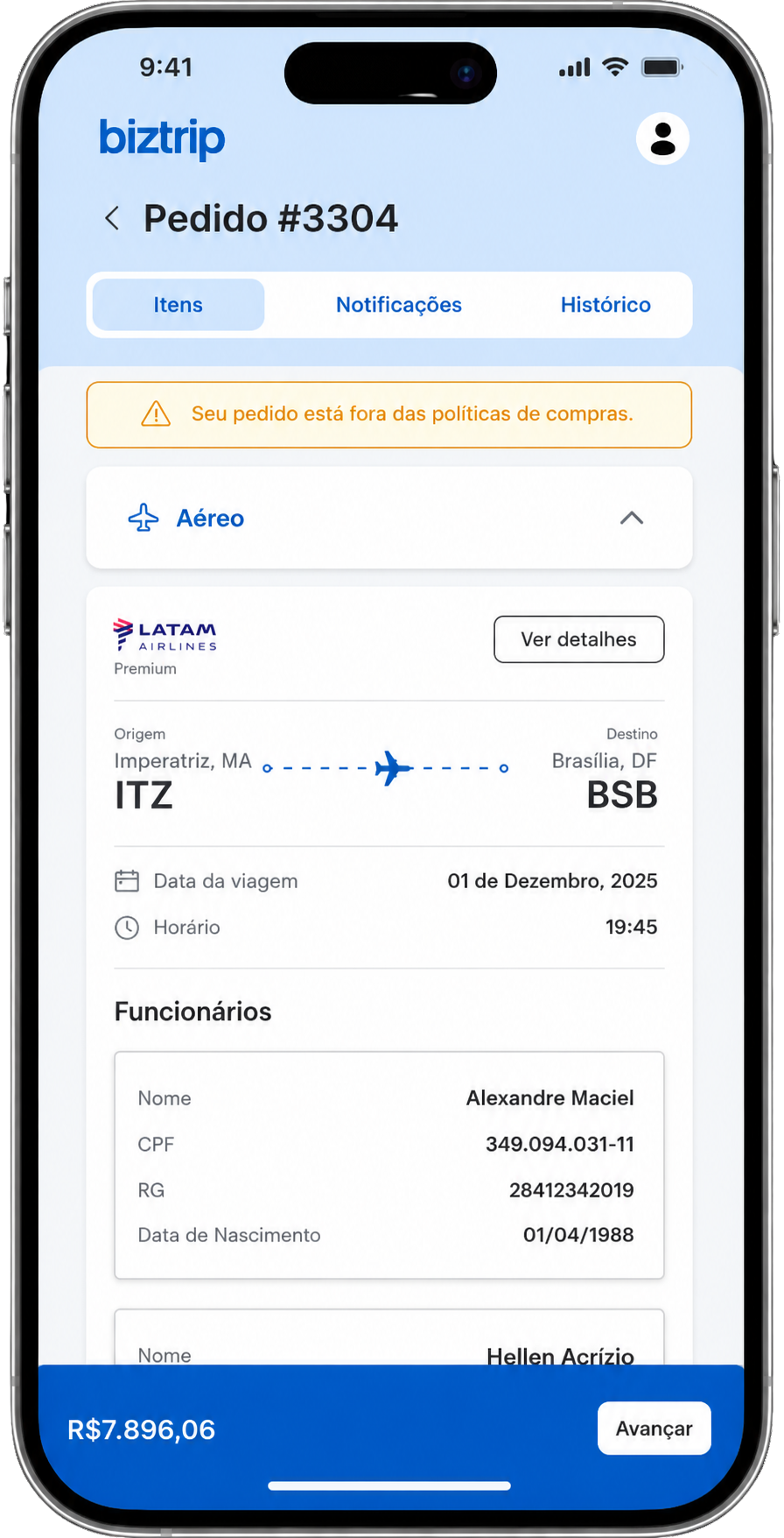 App Biztrip para viajantes